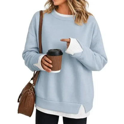 Women’s Striped Layered-Look Oversized Sweatshirt