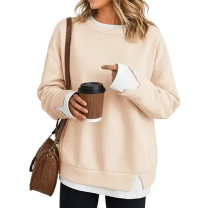 Women’s Striped Layered-Look Oversized Sweatshirt