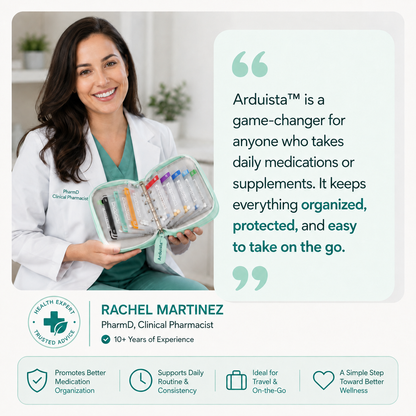 A8 Waterproof 14-Pouch Weekly Pill Organizer, Color-Coded Travel Storage for Vitamins & Supplements