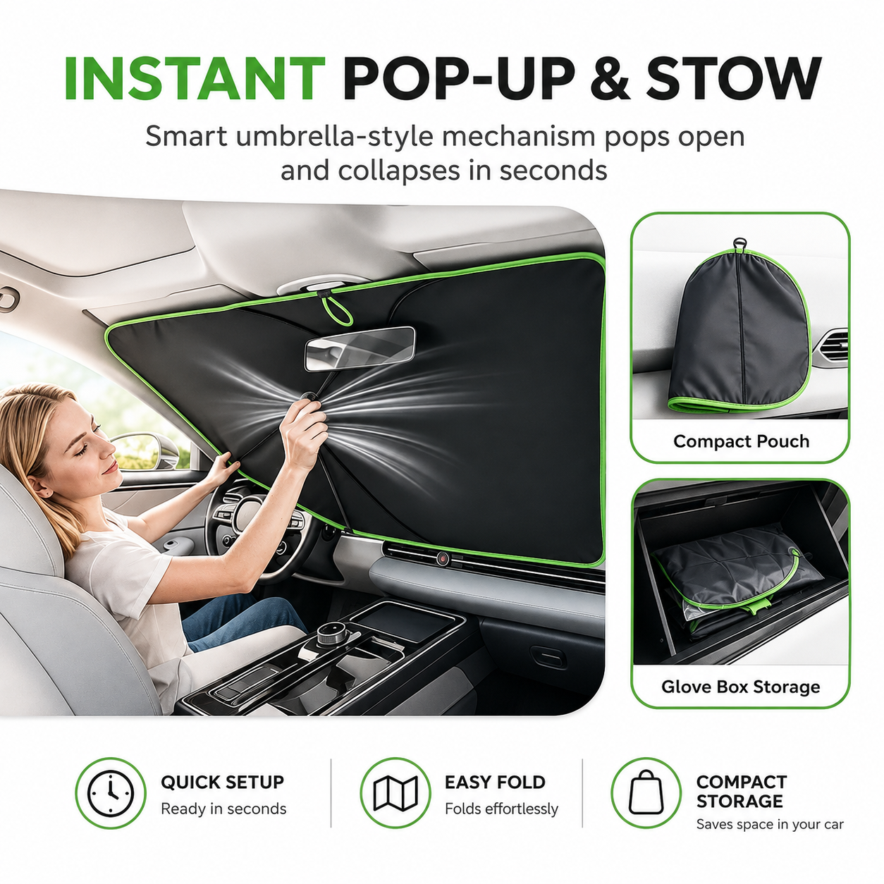 2026 New Portable Heat-Insulating Vehicle Sunshade, Upgraded Thickened Front Window Sun Shade☀️🚗