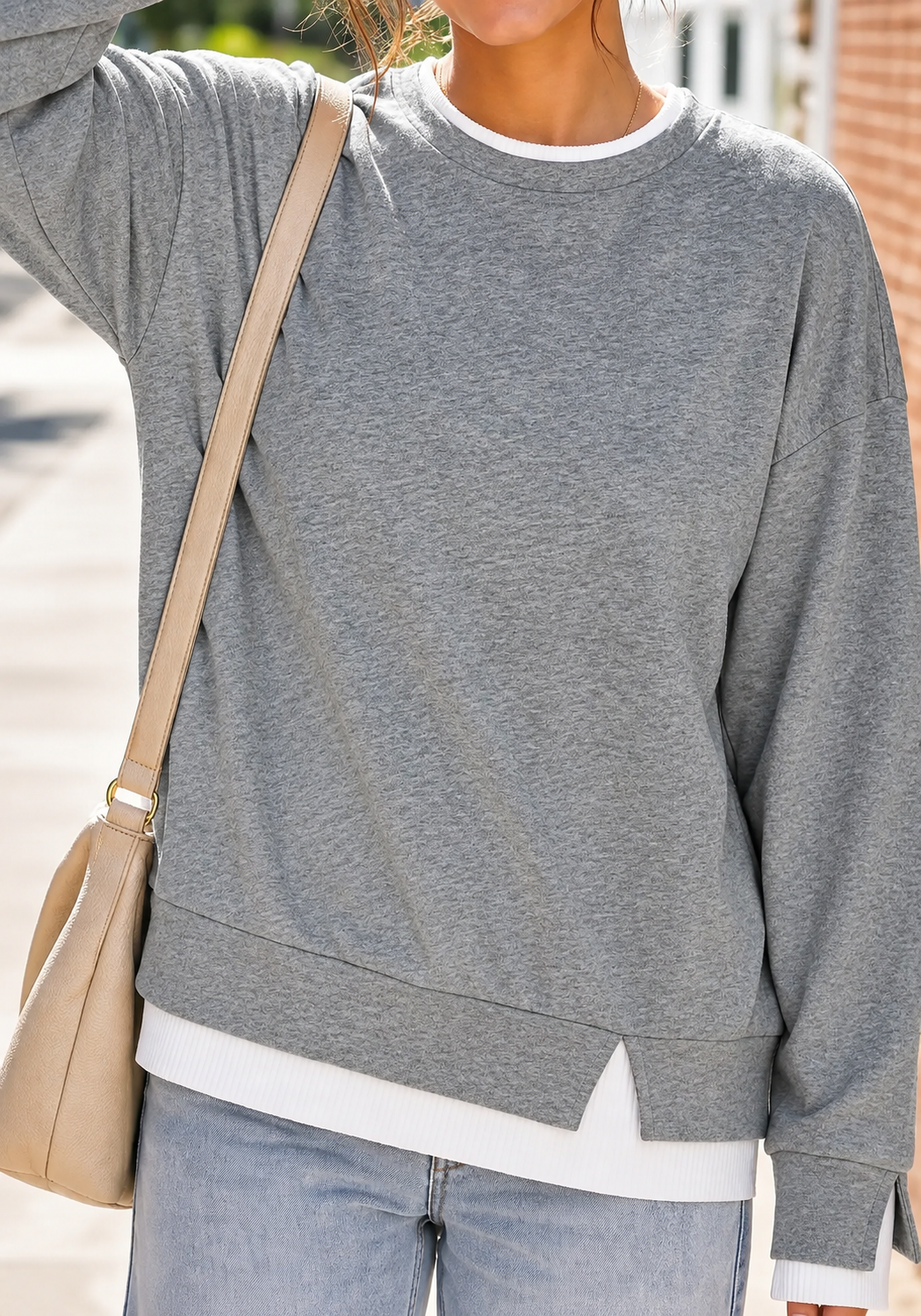 Women’s Striped Layered-Look Oversized Sweatshirt