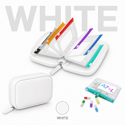 A8 Waterproof 14-Pouch Weekly Pill Organizer, Color-Coded Travel Storage for Vitamins & Supplements