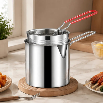 🍗 Mini Stainless Steel Deep Fryer Set With Basket|Create Your Favorite Fried Foods At Home! 🍟