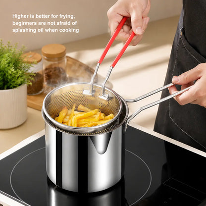🍗 Mini Stainless Steel Deep Fryer Set With Basket|Create Your Favorite Fried Foods At Home! 🍟
