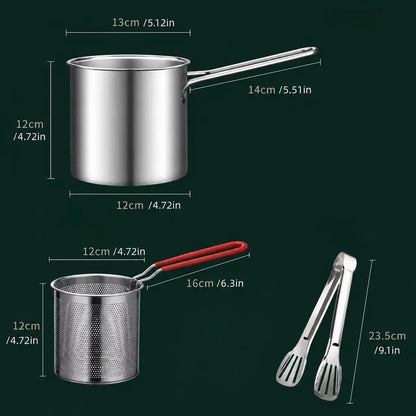 🍗 Mini Stainless Steel Deep Fryer Set With Basket|Create Your Favorite Fried Foods At Home! 🍟