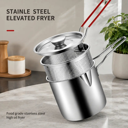 🍗 Mini Stainless Steel Deep Fryer Set With Basket|Create Your Favorite Fried Foods At Home! 🍟