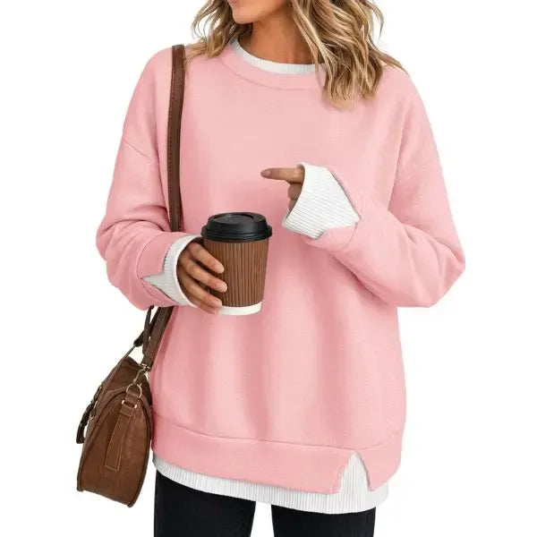 Women’s Striped Layered-Look Oversized Sweatshirt
