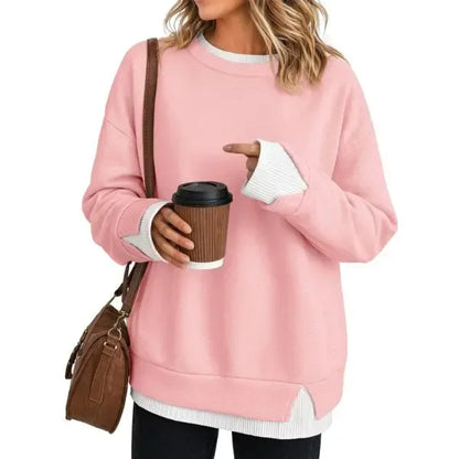 Women’s Striped Layered-Look Oversized Sweatshirt