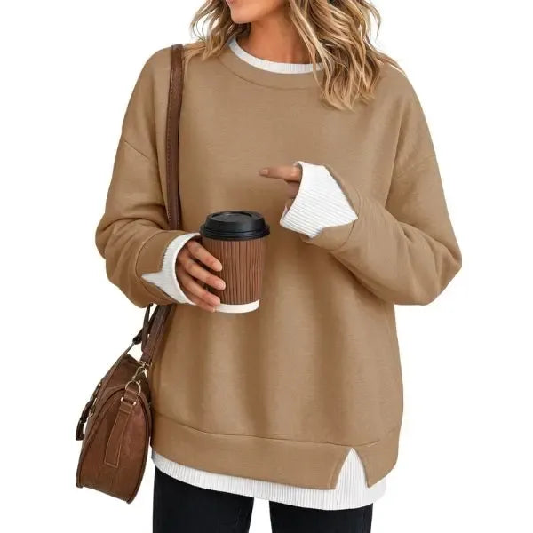 Women’s Striped Layered-Look Oversized Sweatshirt